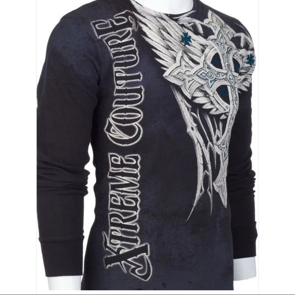 Xtreme Couture by Affliction Men's Thermal Shirt Panther - Picture 5 of 9